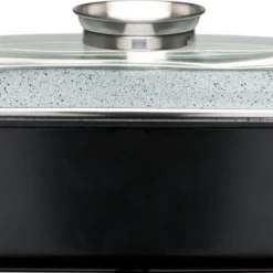 GSW Rechteckbräter Ceramica Stone 40 X 26 X11 Cm Mit Aromaglasdeckel, 8 Liter , Aluminium, Glas, Rechteckbräter Mit Aroma-Glasdeckel ø Ca. 40 X 26 X H 11,0cm