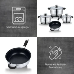 TopfSet Induktion 7-Teilig Edelstahl Alle Herdarten Töpfe Kochtopf Pfannen Set Schwarz -Angebote Gourmet Kueche Store d372174f89d63aa797bafbb8d8e52f3a
