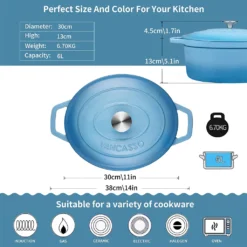 Vancasso Gusseisen Topf, Bräter Mit Deckel, Bratpfanne 6L Ø 30cm Emaillie Schmortopf, 13cm Niedrige Höhe Kasserolle Für Alle Herdarten Und Induktion 11 Vancasso Gusseisen Topf, Bräter Mit Deckel, Bratpfanne 6L Ø 30cm Emaillie Schmortopf, 13cm Niedrige Höhe Kasserolle Für Alle Herdarten Und Induktion -Angebote Gourmet Kueche Store d3bbcbef4160375cbd318fb10c5b7ff9