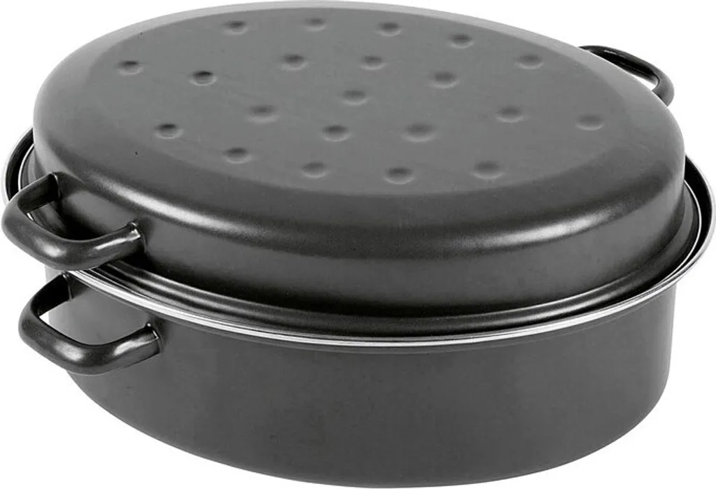 Krüger Gänsebräter Aus Schwarz Emailliertem Stahl Mit Chromrand 42cm 4 Krüger Gänsebräter Aus Schwarz Emailliertem Stahl Mit Chromrand 42cm – Bild 2