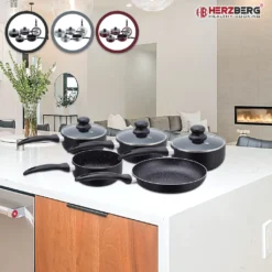 Herzberg HG-5003BK: 8-Teiliges Marmor-Kochgeschirr-Set - Schwarz -Angebote Gourmet Kueche Store d8ee180630c24b525629d2b44b7b9f0b