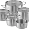 KLAMER Premium Edelstahl Kochtopf-Set, Kochtopf Set Mit Glasdeckel, Töpfe Set Unbeschichtet, Induktionstöpfe-Set, Größe:5-teilig, Version:Set -Angebote Gourmet Kueche Store dcc9e49298cd51e44156355e8f6118e1