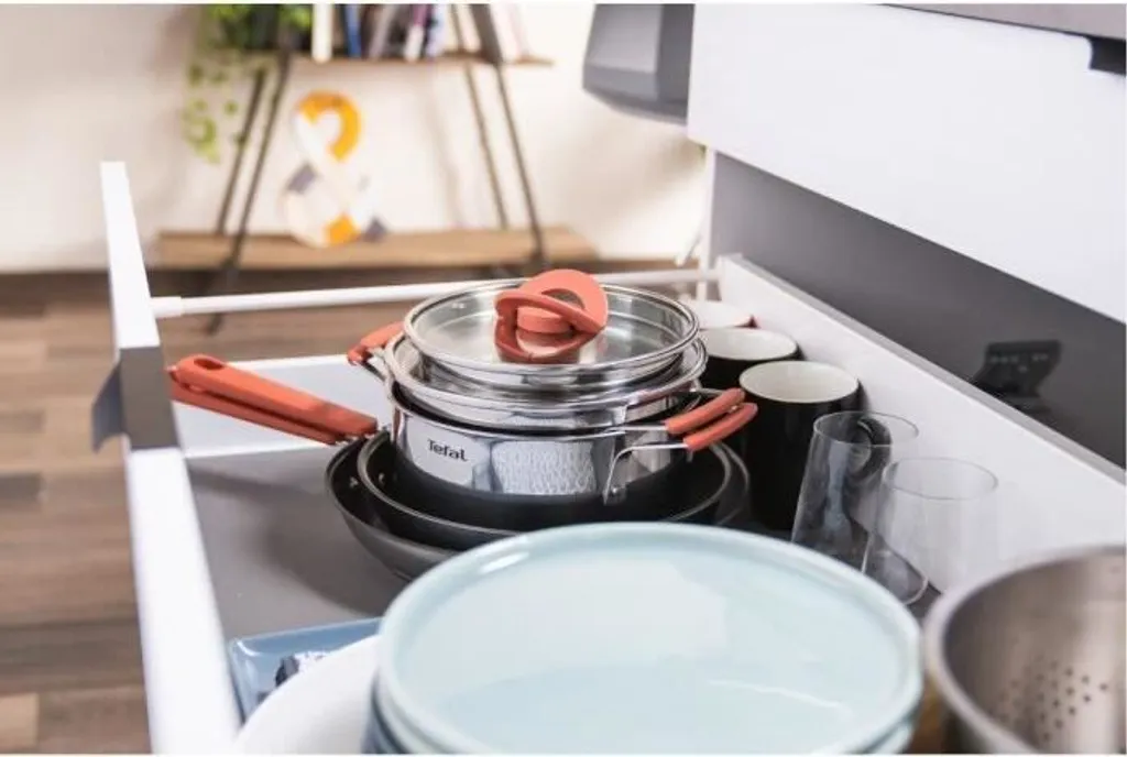 TEFAL G720S604 6-teiliges Stapelbares Kochgeschirrset OPTI'SPACE - Edelstahl - Alle Kochfelder Inklusive Induktion 6 TEFAL G720S604 6-teiliges Stapelbares Kochgeschirrset OPTI'SPACE - Edelstahl - Alle Kochfelder Inklusive Induktion – Bild 4