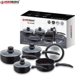 Herzberg HG-5003BK: 8-Teiliges Marmor-Kochgeschirr-Set - Schwarz -Angebote Gourmet Kueche Store e1b5ecd0f0eb75d937b874d523c72284