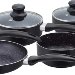 Herzberg HG-5003BK: 8-Teiliges Marmor-Kochgeschirr-Set - Schwarz -Angebote Gourmet Kueche Store e5ac0e3eee122b6e33256dff8a6a80fa