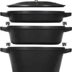 TOPFSET Gusseisen X2 Töpfe Mit Deckel Und Pfanne Schwarz Staub Cast Iron