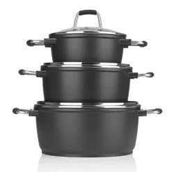 Bratoni Aluguss Kochtopf 24cm 4,5L | Glasdeckel | Antihaft | Kraztfest | Schwarz -Angebote Gourmet Kueche Store e96e524db51c6843d050f31d56ca8dfb