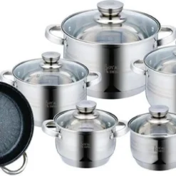 12 Teilig Edelstahl Kochgeschirr Induktion Kochtopf Topfset Mit Deckel Topf