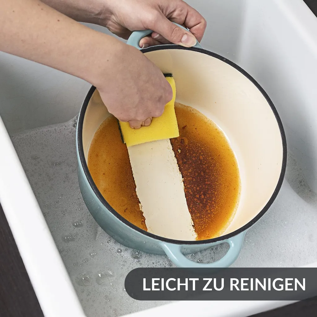 Gusseisen Topf Brot Backen 24 Cm - 3,5 L Schmortopf Gusseisen Emailliert Zum Schmoren, Backen Und Braten - Brotbacktopf Mit Deckel Induktion - (3,5 L, Blau) 5 Gusseisen Topf Brot Backen 24 Cm - 3,5 L Schmortopf Gusseisen Emailliert Zum Schmoren, Backen Und Braten - Brotbacktopf Mit Deckel Induktion - (3,5 L, Blau) – Bild 3