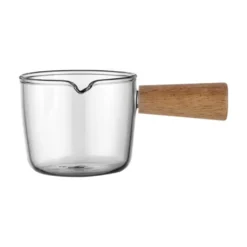 Glas Messbecher Hitzebeständiger Holzgriff Glaswaage Tasse Milchtasse Glasmessbecher 100ml