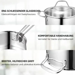 Topf-Set Topfset Induktion 10-teilig Edelstahl Kochtopf Set Mit Glasdeckel Edelstahl 18/10, Unbeschichtet Für Gas, Elektro, Halogen, Induktionsherde 11 Topf-Set Topfset Induktion 10-teilig Edelstahl Kochtopf Set Mit Glasdeckel Edelstahl 18/10, Unbeschichtet Für Gas, Elektro, Halogen, Induktionsherde -Angebote Gourmet Kueche Store ef11f74e020a7a5e41f40542cec69f20