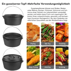 Mucola Gusseisen Feuertopf Gusstopf Inkl. Deckelgriff 2in1 Kochtopf & Pfanne 9,0L Dutch Oven Potjie Camping Kochgeschirr -Angebote Gourmet Kueche Store fae5697d41ba5c6555f218332c6bf0d8